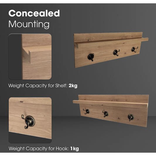 Everfurn Maya Floating Wall Shelf with Hooks