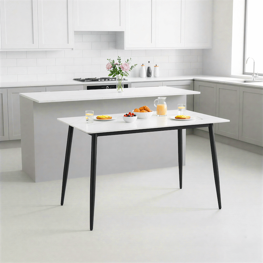Everfurn Theo Dining Table, Sintered Stone Top - White