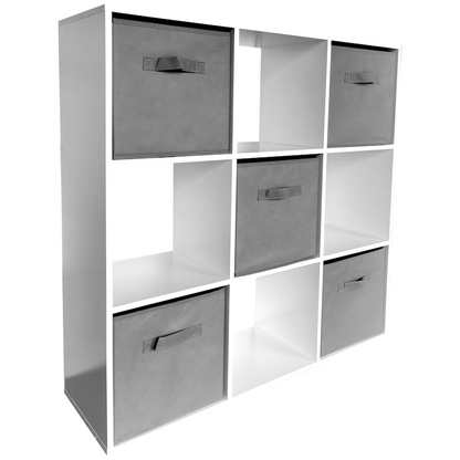 Everfurn Ninefold Bookshelf with 5 Storage Bins