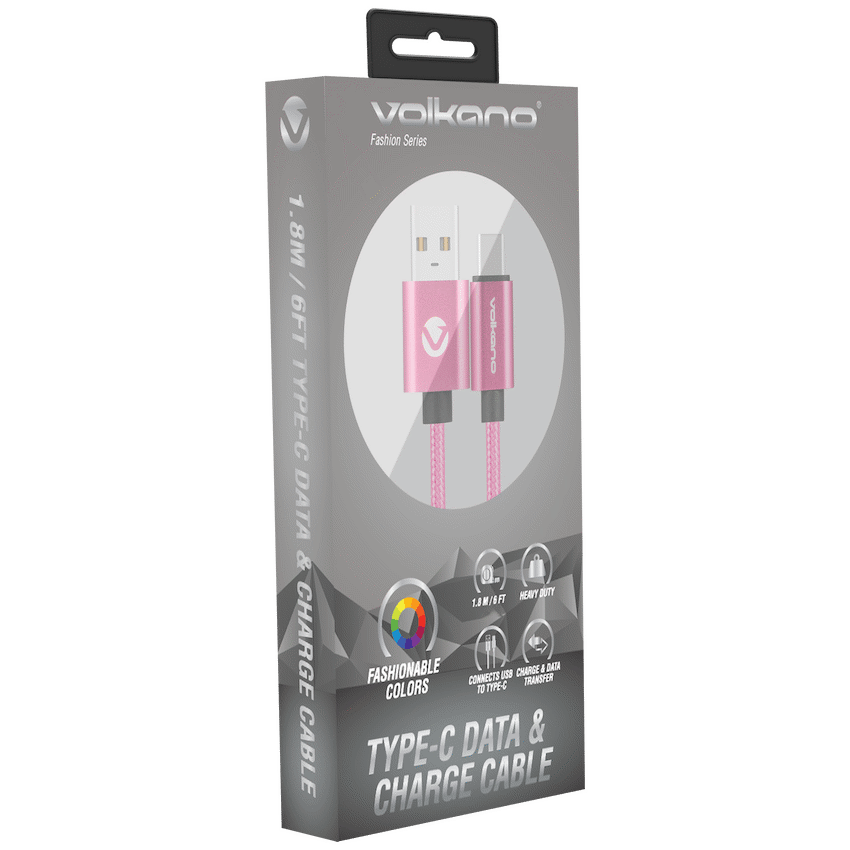 Volkano Fashion Series Type-C Cable 1.8m - Pink