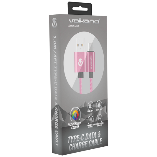 Volkano Fashion Series Type-C Cable 1.8m - Pink