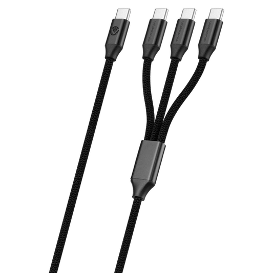 Volkano Weave Series 100w 3-in-1 Charge Cable (3 x Type C) - Black