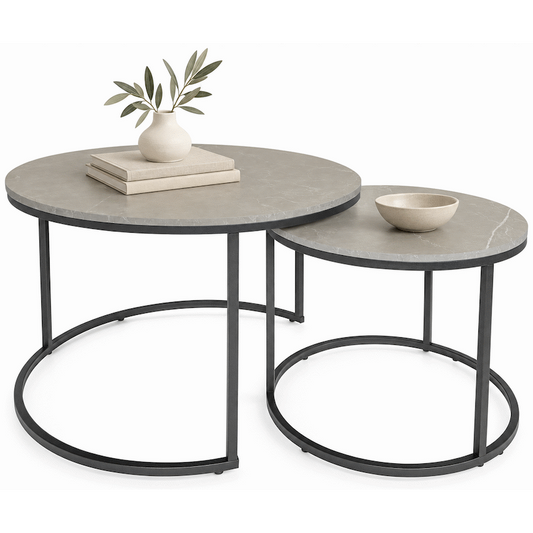 Everfurn Nile Nesting Coffee Table - Marble Grey