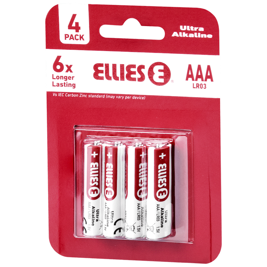 Ellies Ultra Series - Alkaline Batteries AAA 4 Pack -WT