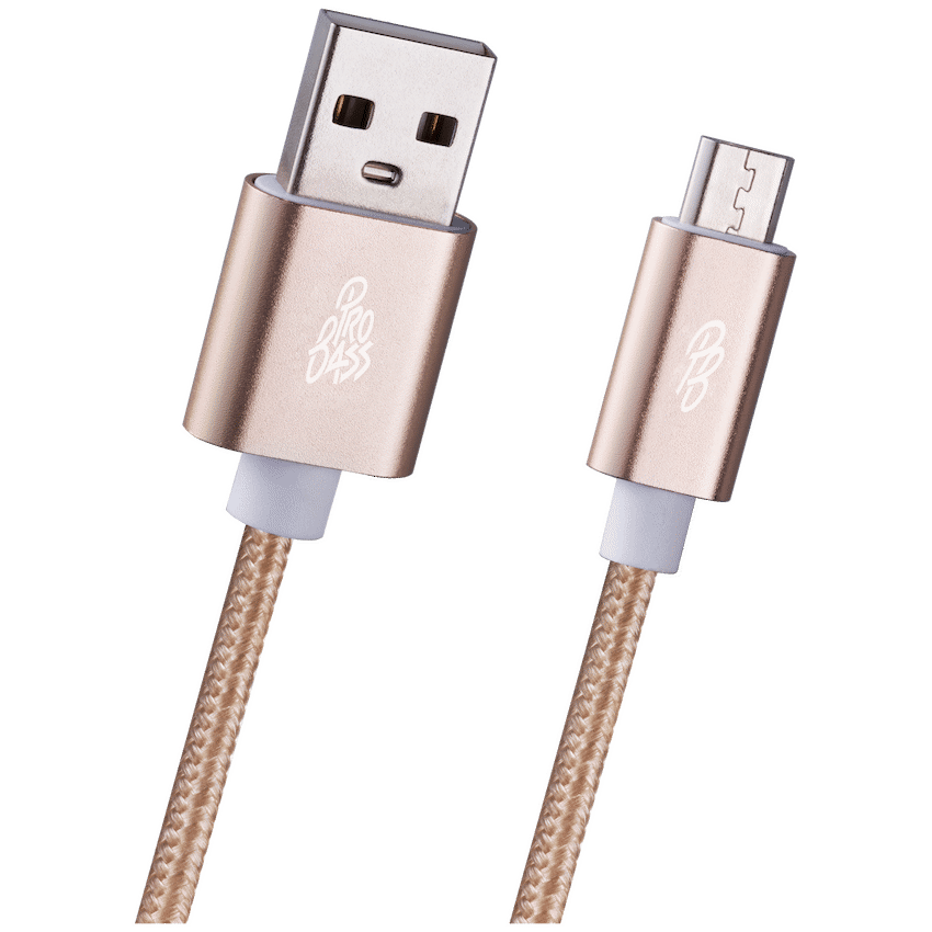 Pro Bass Braided Series Micro USB Cable 1.2m - Gold