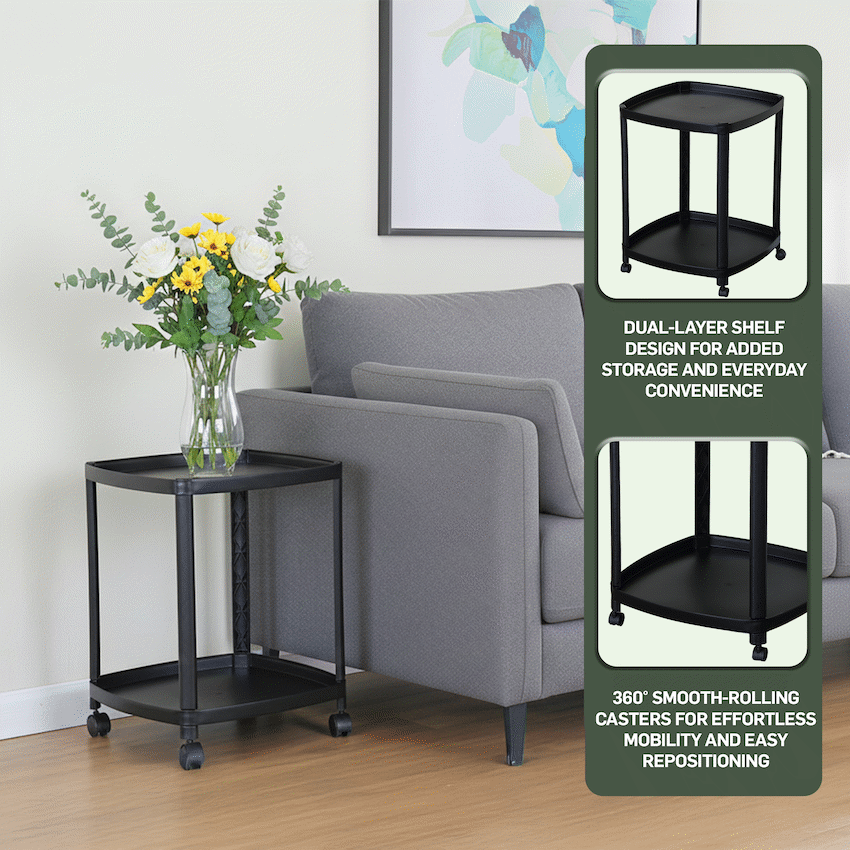 Everfurn Tay Side Table with Casters - Black