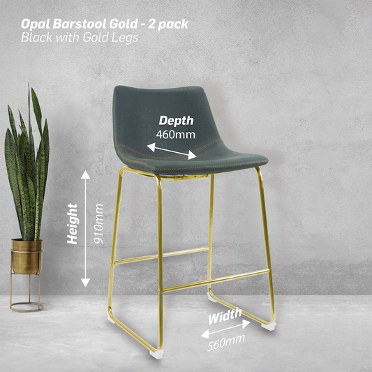 Everfurn Opal Large Barstool Gold - 2 Pack