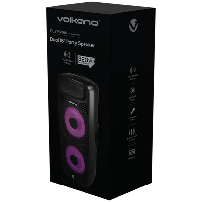 Volkano Olympian Series Dual 15" Party Speaker - Black