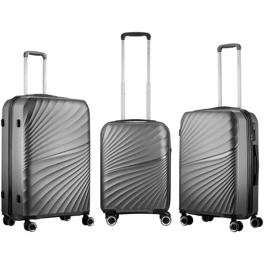 Travelwize Quartz PP 4-Wheels Spinner 3Pc Luggage Set Silver