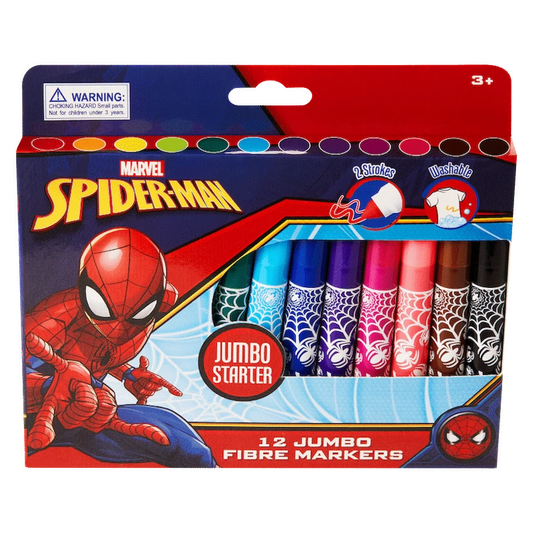 Spider-Man 12 Jumbo Fibre Markers - Multi