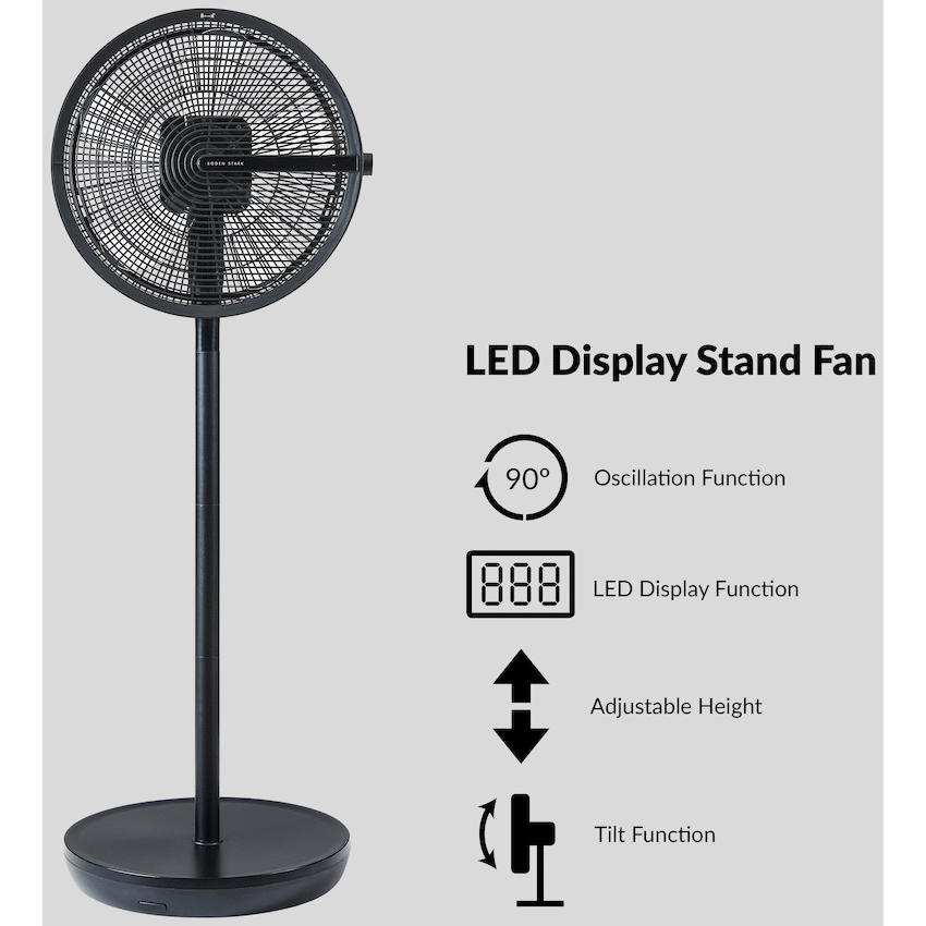 Boden Stark LED Display Stand Fan - Black