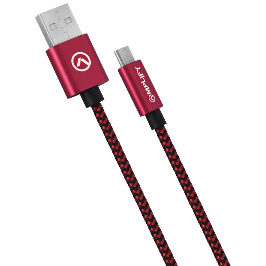 Amplify Linked Series Micro USB Braided Cable - 2m - Black/Red