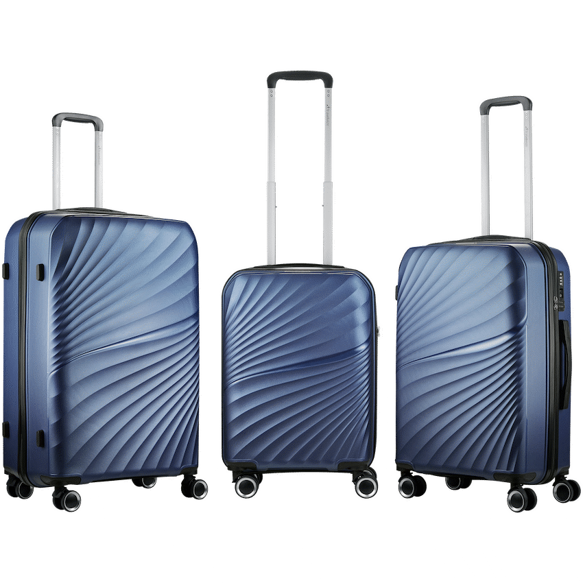Travelwize Quartz PP 4-Wheels Spinner 3Pc Luggage Set Navy