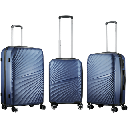 Travelwize Quartz PP 4-Wheels Spinner 3Pc Luggage Set Navy