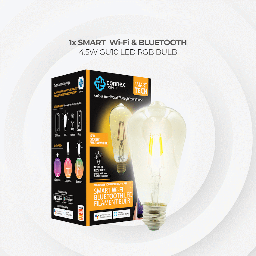Smart WiFi Bulb 5W LED Amber Filament Vintage Screw