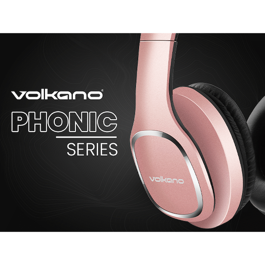 Volkano Phonic Series Bluetooth Full-Size Headphones - Rose Gold