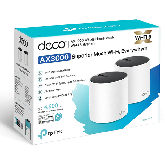 TP-Link Deco X55 (3-Pack) AX3000 Whole Home Mesh Wi-Fi 6 System