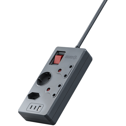 High Surge 4 Way Multi-plug PD20W Dual USB-C + USB - 0.5M - Grey