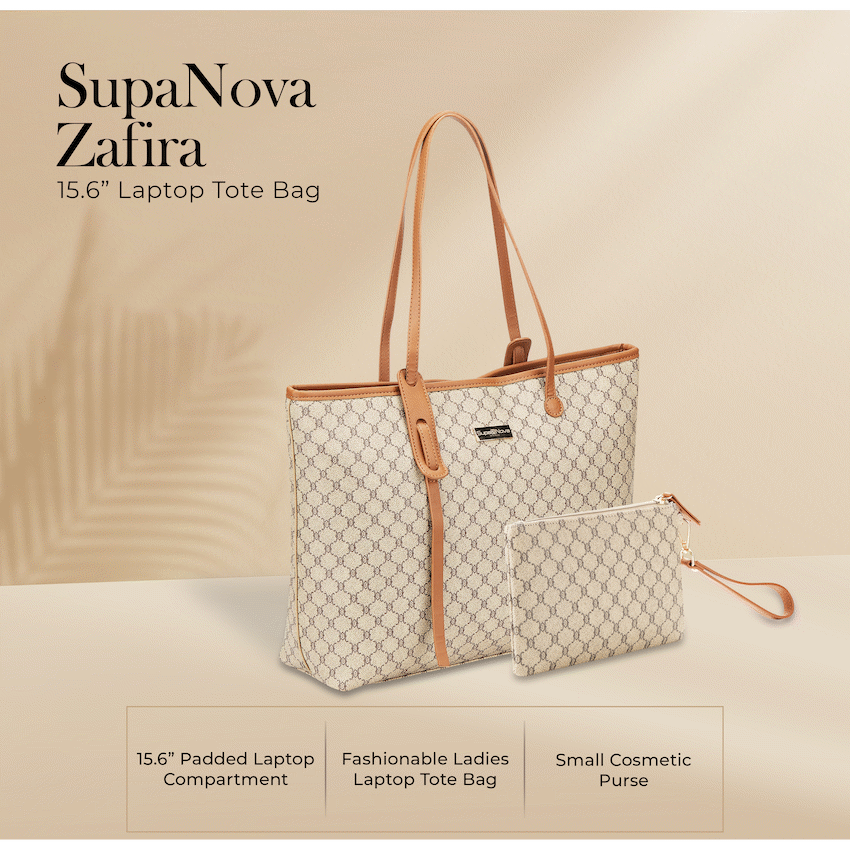 Supanova Zafira 15.6" Laptop Tote Bag Brown