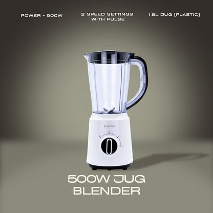 ELEKTRA - 500W 1.5L JUG BLENDER (PLASTIC JUG)