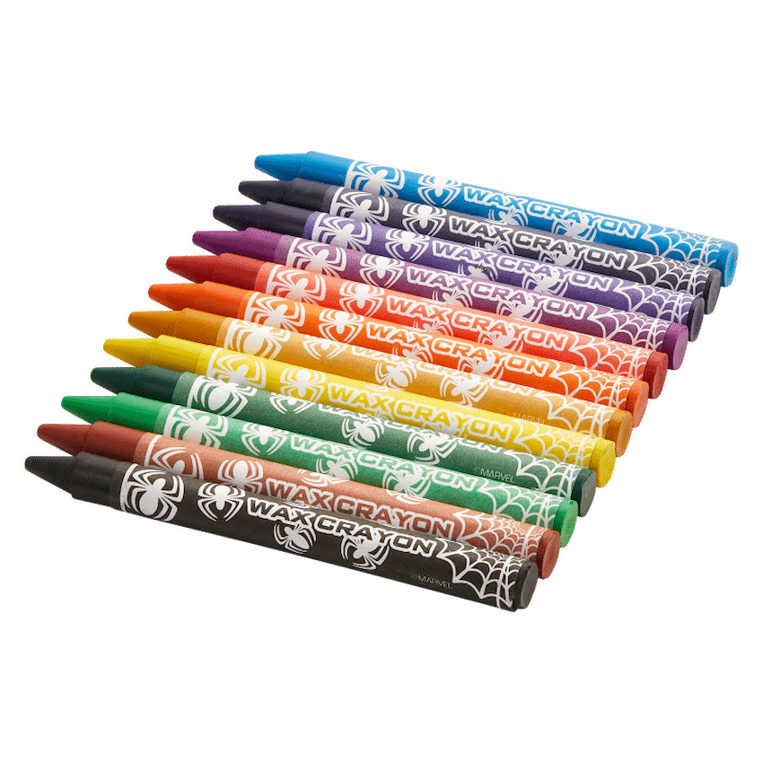 Spiderman 12 Wax Crayons Multi