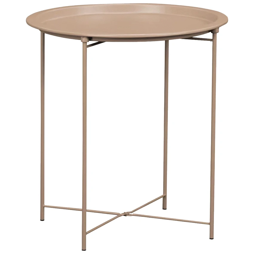Everfurn Nala Side Table Beige, Painted MDF, Steel Frame