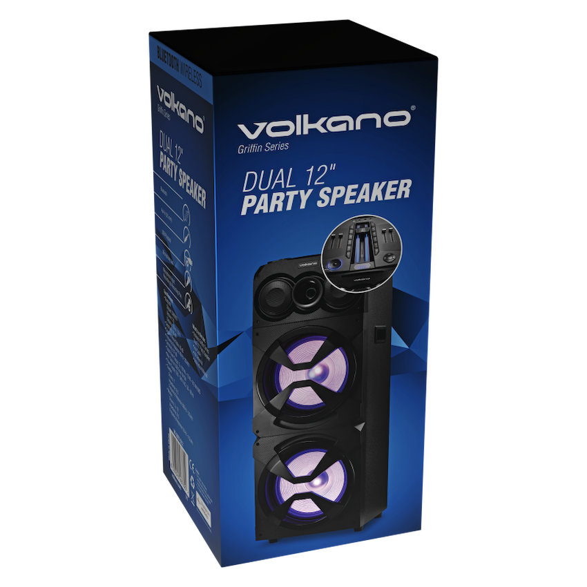 Volkano Griffin Series Dual 12" Party Speaker - Black
