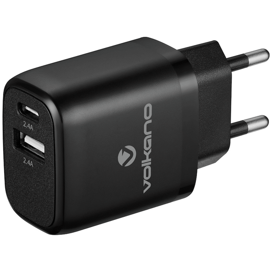 Volkano Volt-C Series Dual USB and USB-C Wall Charger with USB to USB-C Cable Included