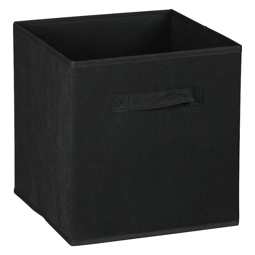 Everfurn Storeman Black, Collapsible Fabric Organiser Storage Basket - Single