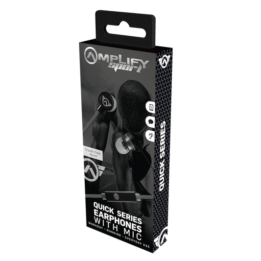 Amplify Sport Quick Series Earbuds with Mic - Black/Grey
