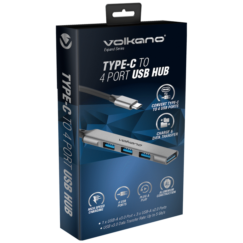 Volkano Expand Series Type-C to 4-Port USB Hub