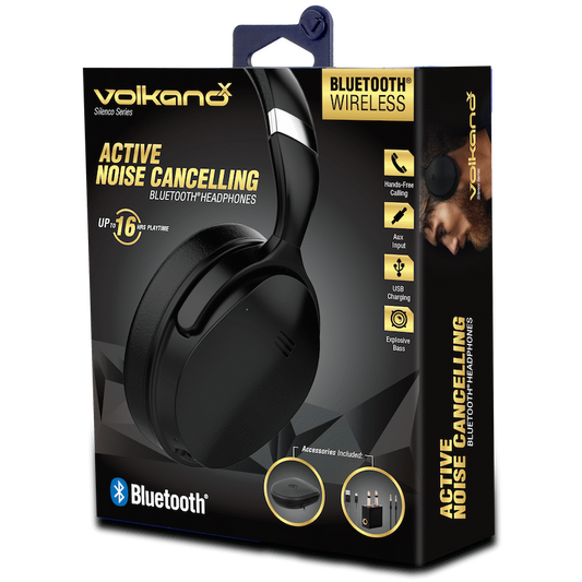 VolkanoX Silenco Series Active Noise-Cancelling Bluetooth Headphones - Black