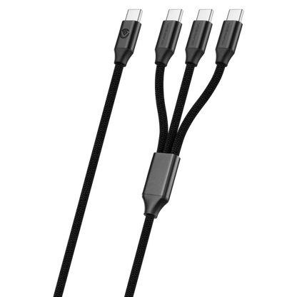 Volkano Weave Series 100w 3-in-1 Charge Cable (3 x Type C) - Black