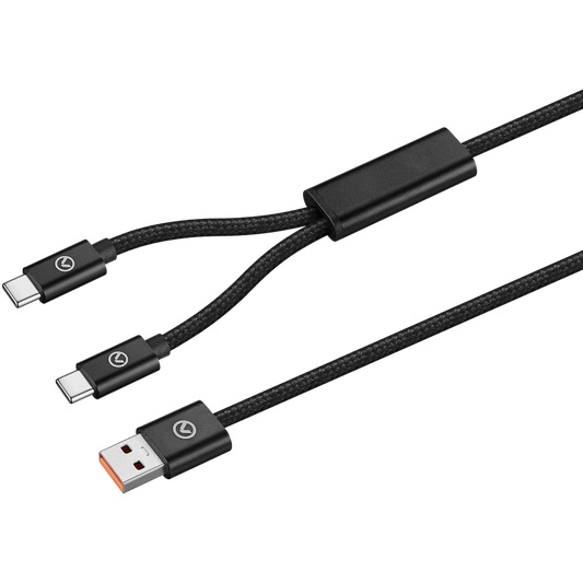 Amplify Linked Series USB to 2 x USB-C Braided Cable 60W 1.2m - Black