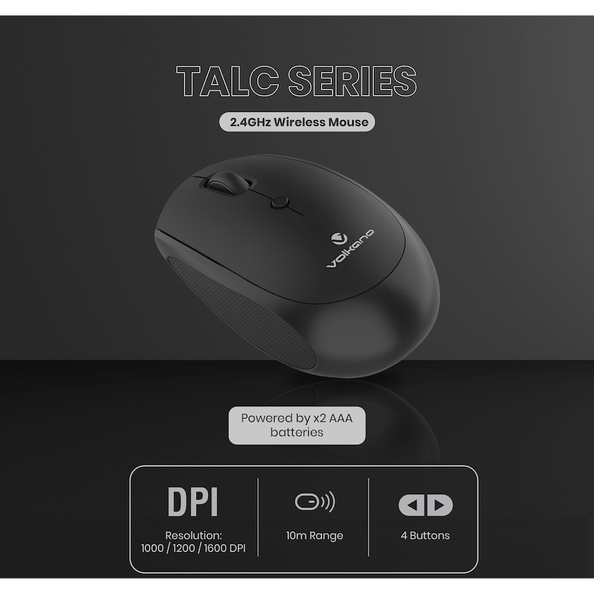 Volkano Talc Wireless Mouse - Black