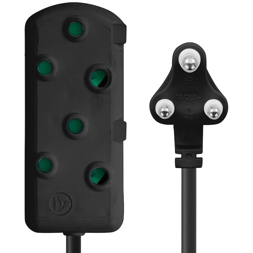 Switched Light Duty Side by Side (SBS) Extension Leads 20M - BK