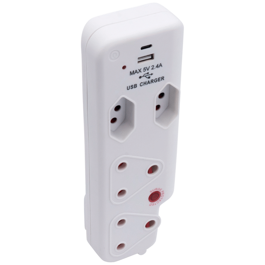 Ellies  4 Way Surge adaptor with type C + USB - WT