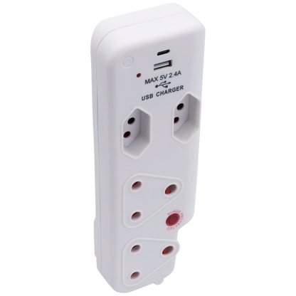 Ellies  4 Way Surge adaptor with type C + USB - WT