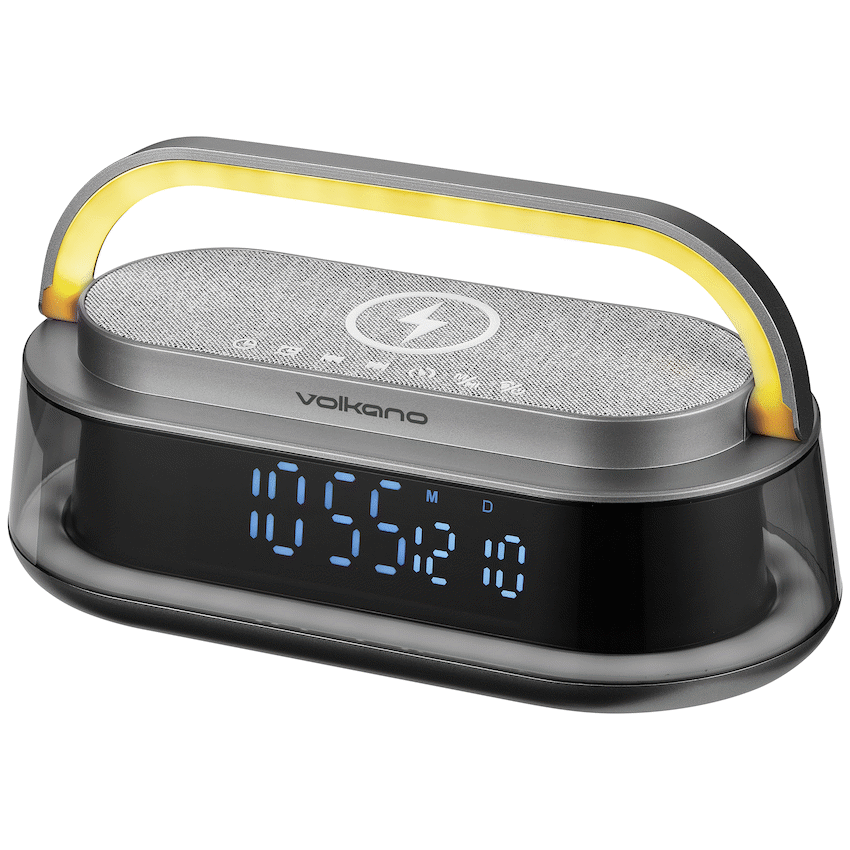 Volkano Awaken Series Alarm Clock with Wireless Charging and Speaker