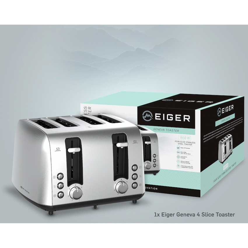 EIGER GENEVA 4 SLICE STAINLESS STEEL TOASTER - SS