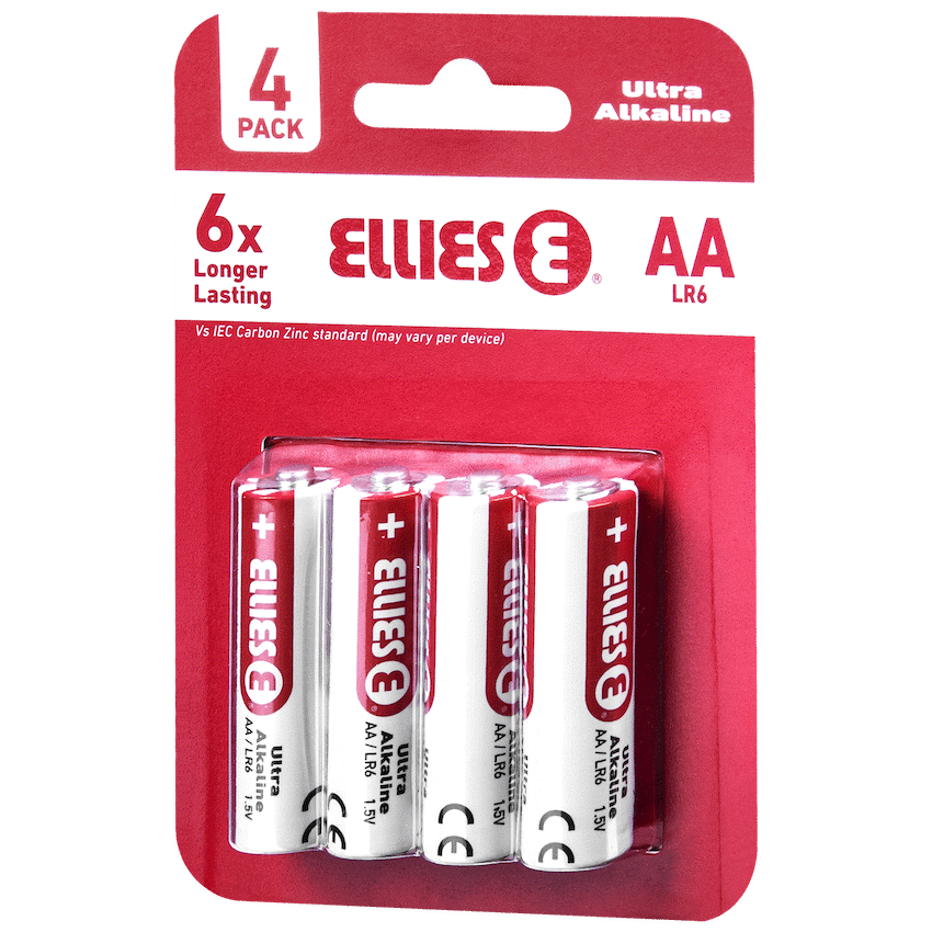 Ellies Ultra Series - Alkaline Batteries AA 4 Pack - WT