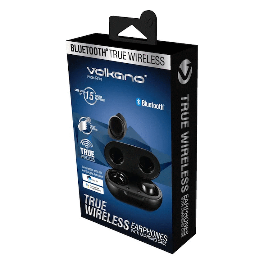 Volkano Pico 2.0 Series True Wireless BT Earphone + Case - Black