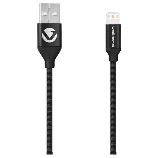 Volkano Weave Series Fabric Braided MFI Lightning Cable 27W 1.2m - Black