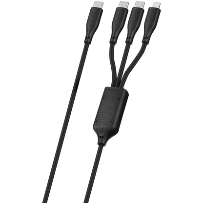 Volkano Nova Series USB C to 2 USB C and lightning cable 100W TPE-Black
