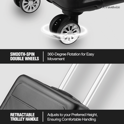 Travelwize Maple ABS 65cm 4-Wheel Spinner Luggage - Black