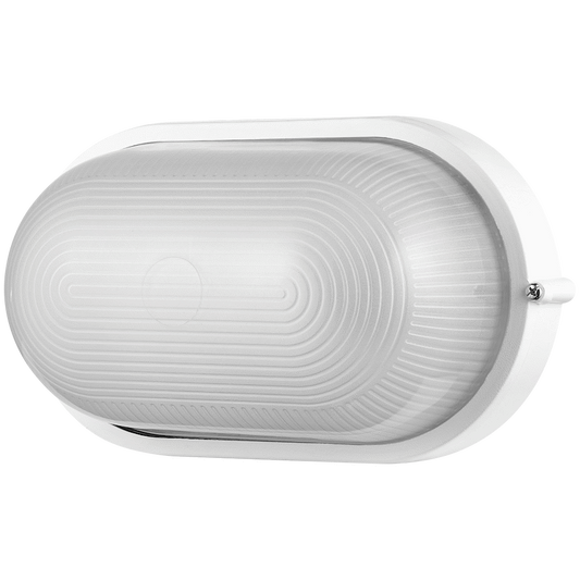 Ellies Illume Series - Large AC Oval Bulkhead - Aluminium + Glass - E27 Base -WT