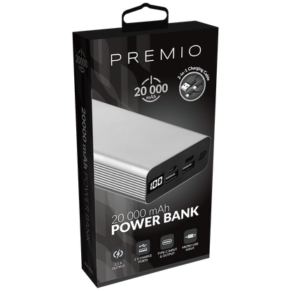 Premio Power Bank - 20000mah - Silver