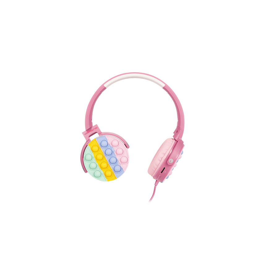 Volkano Kids Rainbow Popper Wired Headphones with 3.5mm Aux - Pink