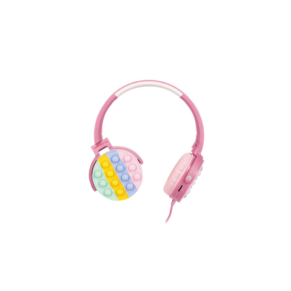 Volkano Kids Rainbow Popper Wired Headphones with 3.5mm Aux - Pink