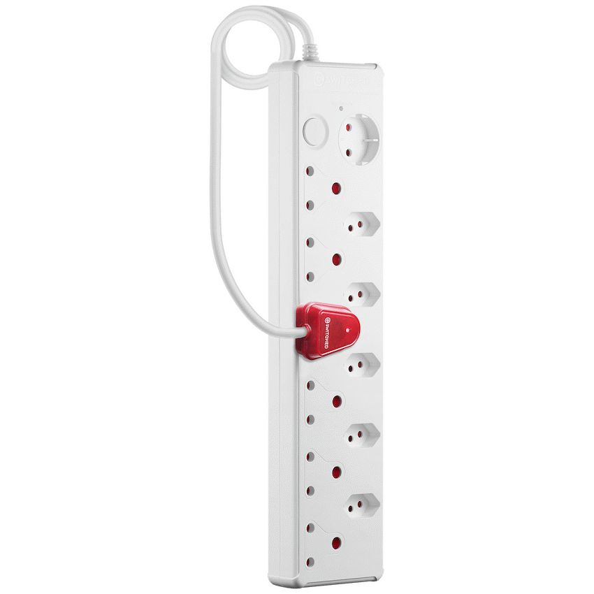 Switched 12-Way High Surge Multiplug 0.5m - White
